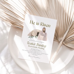 LDS Easter Invitation, Canva Template, LDS Easter  Invitation, He is Risen Invitation, Church Easter Flyer, Church Easter Invitation, Canva
