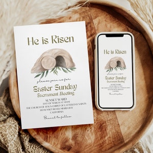 LDS Easter Invitation, Canva Template, LDS Easter  Invitation, He is Risen Invitation, Church Easter Flyer, Church Easter Invitation, Canva