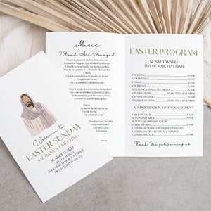 LDS Easter Sacrament Program, LDS Easter Easter Program, Church Easter Program, Neutral, He is Risen, LDS Church, Canva Template