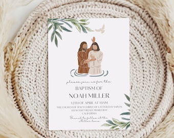 LDS Baptism Invitation Canva Template, Baptism Invitation, Great to be 8, Kids LDS Baptism Invitation, Neutral Baptism, Canva Template
