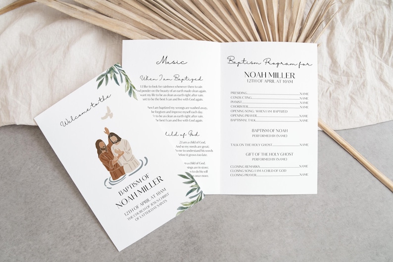 Modèle Canva programme de baptême SDJ, programme de baptême, génial avant d'avoir 8 ans, programme de baptême SDJ pour enfants, baptême neutre, modèle Canva BPR01 image 7