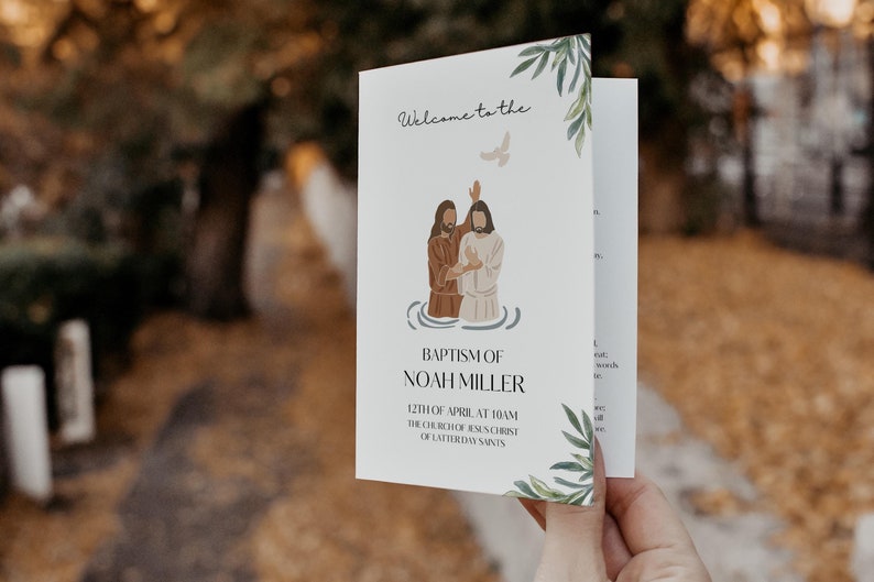 Modèle Canva programme de baptême SDJ, programme de baptême, génial avant d'avoir 8 ans, programme de baptême SDJ pour enfants, baptême neutre, modèle Canva BPR01 image 1