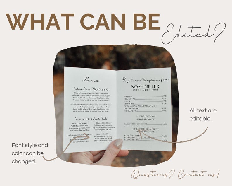 Modèle Canva programme de baptême SDJ, programme de baptême, génial avant d'avoir 8 ans, programme de baptême SDJ pour enfants, baptême neutre, modèle Canva BPR01 image 3