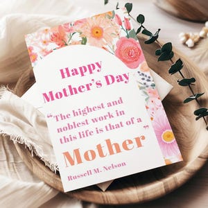 Tarjeta con cita del Día de la Madre SUD, Tarjeta del Día de la Madre SUD, Tarjeta de ministración del Día de la Madre, Cita del Día de la Madre, Cita del Día de la Madre SUD