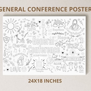 General Conference Coloring Poster 24x18&quot; Instant Download, Oversized Coloring Poster, Jumbo Coloring Poster,  Conference Activity, April