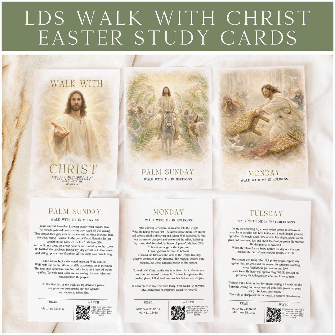 LDS Easter Holy Week Study Cards, Countdown, 5x7