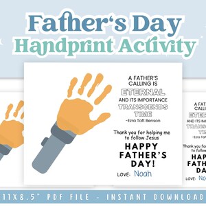Actividad del Día del Padre de la Primaria SUD, Manualidad de huella de mano para el Día del Padre de la Primaria, Actividad del Día del Padre, Frase del Día del Padre, Tarjeta del Día del Padre para niños