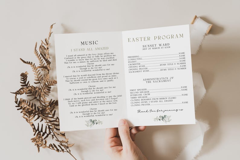 Easter Program Lds LDS Easter Sacrament Meeting Program, Church , Canva Template, US ...