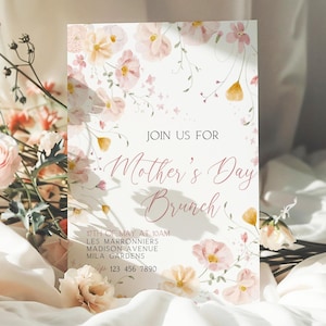 Mothers Day Brunch Invitation, Mothers Day Invitation, Floral Mothers Day, Canva Template, Mother&#39;s Day, Brunch for Mom, Brunch Invitation