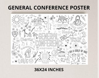 General Conference Coloring Poster 36x24" Instant Download, Oversized, Jumbo Coloring Poster, Conference Activity, April