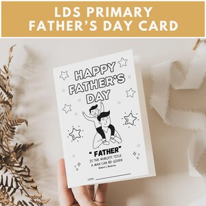 Tarjeta del Día del Padre de la Primaria SUD, Hoja de trabajo del Día del Padre de la Primaria, Actividad del Día del Padre, Frase del Día del Padre, Tarjeta para colorear del Día del Padre SUD, PDF