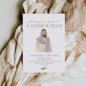 LDS Easter Invitation, Canva Template, LDS Easter  Invitation, He is Risen Invitation, Church Easter Flyer, Church Easter Invitation, Canva
