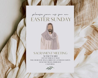 Invito pasquale LDS, modello Canva, invito pasquale LDS, invito "È risorto", volantino pasquale della chiesa, invito pasquale della chiesa, Canva