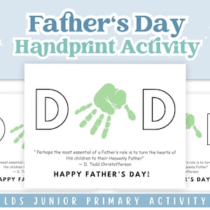 Actividad del Día del Padre de la Primaria SUD, Artesanía de impresión a mano del Día del Padre Junior, Actividad del Día del Padre, Cita del Día del Padre, Tarjeta del Día del Padre de los Niños