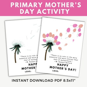 Actividad para el Día de la Madre de la Primaria SUD, Manualidad con huella de mano para el Día de la Madre de la Primaria, Actividad para el Día de la Madre, Frase para el Día de la Madre, Tarjeta para el Día de la Madre para niños