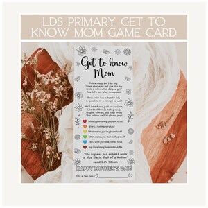 Día de la Madre de la Primaria SUD, Etiqueta de regalo para el Día de la Madre SUD, Actividad para el Día de la Madre de la Primaria SUD, Juego para el Día de la Madre, Tarjeta de juego de dulces, Regalo para mamá
