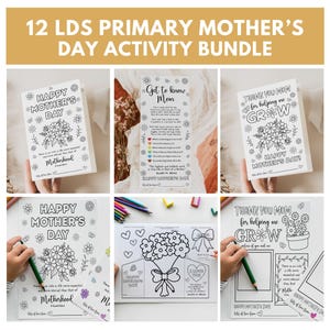LDS Primary Moederdag-activiteitenbundel, primaire Moederdagkaart, Moederdagactiviteit, LDS Mothers Day-kleuren, Moederdag afdrukbaar