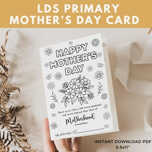 Tarjeta del Día de la Madre de la Primaria SUD, Hoja de trabajo del Día de la Madre de la Primaria, Actividad del Día de la Madre, Frase del Día de la Madre, Tarjeta para colorear del Día de la Madre SUD, Mamá