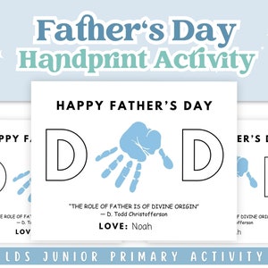 Actividad del Día del Padre de la Primaria SUD, Artesanía de impresión a mano del Día del Padre Junior, Actividad del Día del Padre, Cita del Día del Padre, Tarjeta del Día del Padre de los Niños