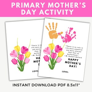 Actividad para el Día de la Madre de la Primaria SUD, Manualidad con huella de mano para el Día de la Madre de la Primaria, Actividad para el Día de la Madre, Frase para el Día de la Madre, Tarjeta para el Día de la Madre para niños