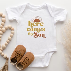 Here Comes the Son Baby Bodysuit, Here Comes the Son Baby Announcement, Retro Boho Here Comes the Son Outfit, Here Comes the Son Baby Shower