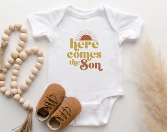 Here Comes the Son Baby Bodysuit, Here Comes the Son Baby Announcement, Retro Boho Here Comes the Son Outfit, Here Comes the Son Baby Shower