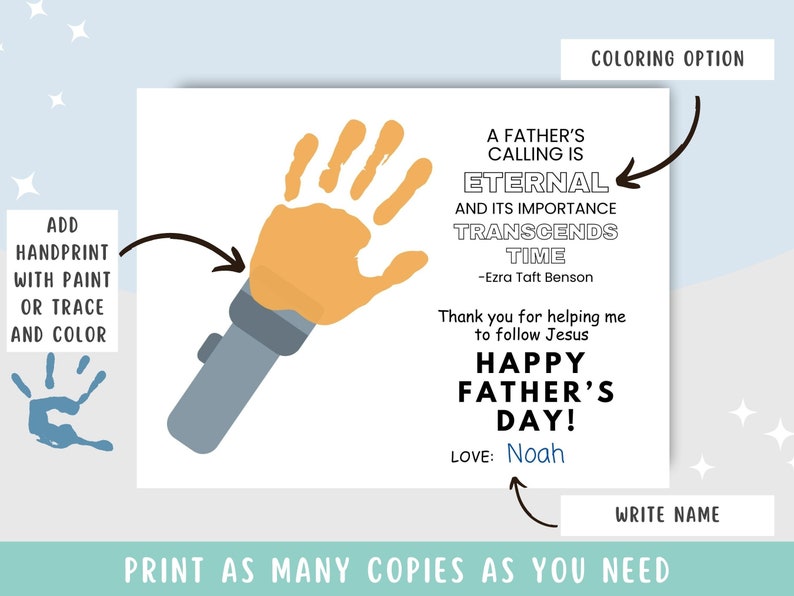 LDS Primary Father's Day Activity, Primary Father's Day Hand Print ...