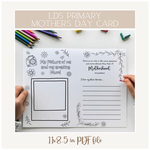 Tarjeta del Día de la Madre de la Primaria SUD, Hoja de trabajo del Día de la Madre de la Primaria, Actividad del Día de la Madre, Frase del Día de la Madre, Tarjeta para colorear del Día de la Madre SUD, Mamá