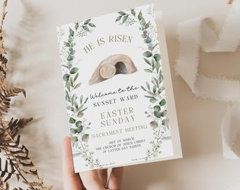 LDS Easter Sacrament Meeting Program, LDS Easter Program, Church Easter Program, Canva Template