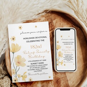 Relief Society Birthday Invitation, Canva Template, Relief Society ...