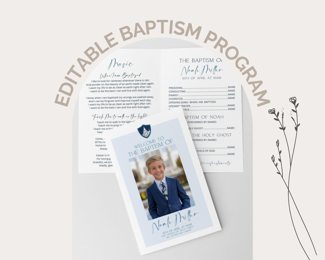LDS Baptism Program Boy, Baptism Program LDS Boy, Great to Be 8, Blue ...