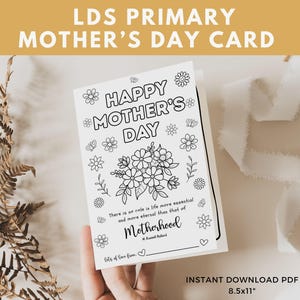 Tarjeta del Día de la Madre de la Primaria SUD, Hoja de trabajo del Día de la Madre de la Primaria, Actividad del Día de la Madre, Frase del Día de la Madre, Tarjeta para colorear del Día de la Madre SUD, PDF
