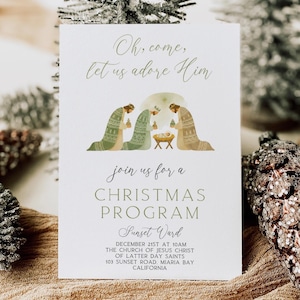 LDS Christmas Program Invitation, Christmas Sacrament Meeting Invitation Template, Canva Template, 5x7", 8.5x11", 1080x1920PX Evite