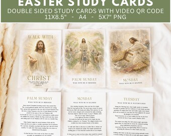 LDS Easter Holy Week Study Cards, Countdown, 5x7", Double Sided, Video QR Code, Digital Download