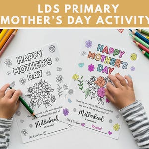 Actividad del Día de la Madre de la Primaria SUD, Hoja de trabajo del Día de la Madre de la Primaria Menor, Actividad del Día de la Madre, Frase del Día de la Madre, Tarjeta del Día de la Madre para Niños