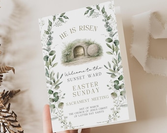 LDS Easter Sacrament Meeting Program, Church , Canva Template, US Letter, A4