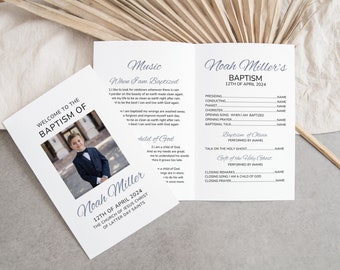 LDS Baptism Program Boy, Baptism Program for Boy, Great to be 8, Blue LDS Baptism Program, Boy Baptism, baptism program LDS, Canva Template