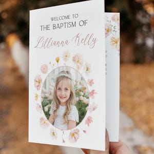 LDS Baptism Program Girl, Baptism Program LDS, Great to be 8, LDS Baptism Program Girl, Pink Floral Baptism Program, Wildflower, Canva