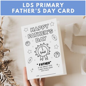 Tarjeta del Día del Padre de la Primaria SUD, Hoja de trabajo del Día del Padre de la Primaria, Actividad del Día del Padre, Frase del Día del Padre, Tarjeta para colorear del Día del Padre SUD, PDF
