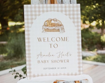 Bun in the Oven Baby Shower Welcome Sign,  Canva Template, Fall Baby Shower Welcome, Baby Shower Decorations