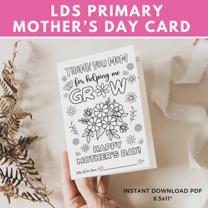 Tarjeta del Día de la Madre de la Primaria SUD, Hoja de trabajo del Día de la Madre de la Primaria, Actividad del Día de la Madre, Frase del Día de la Madre, Tarjeta para colorear del Día de la Madre SUD, PDF