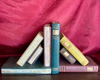 Faux Book Wooden Bookends Pair