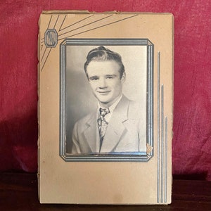 Vintage 1950&#39;s Portrait of Young Man in Paper Frame