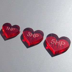 hp tokens, life tokens, hp token, life token, heart tokens, board game token, resource token, resource tokens, board game accessories