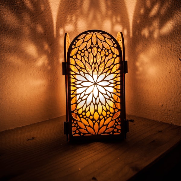 Wooden candle holder, romantic lamp, romantic light, tealight holder, wooden tea light, mood lighting