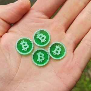 bitcoin tokens, cryptocurrency tokens, money tokens, board game token, resource token, resource tokens, board game accessories