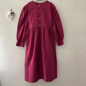 Vintage kids handmade dress:  Cotton, age 6 years preppy polka dot red/blue