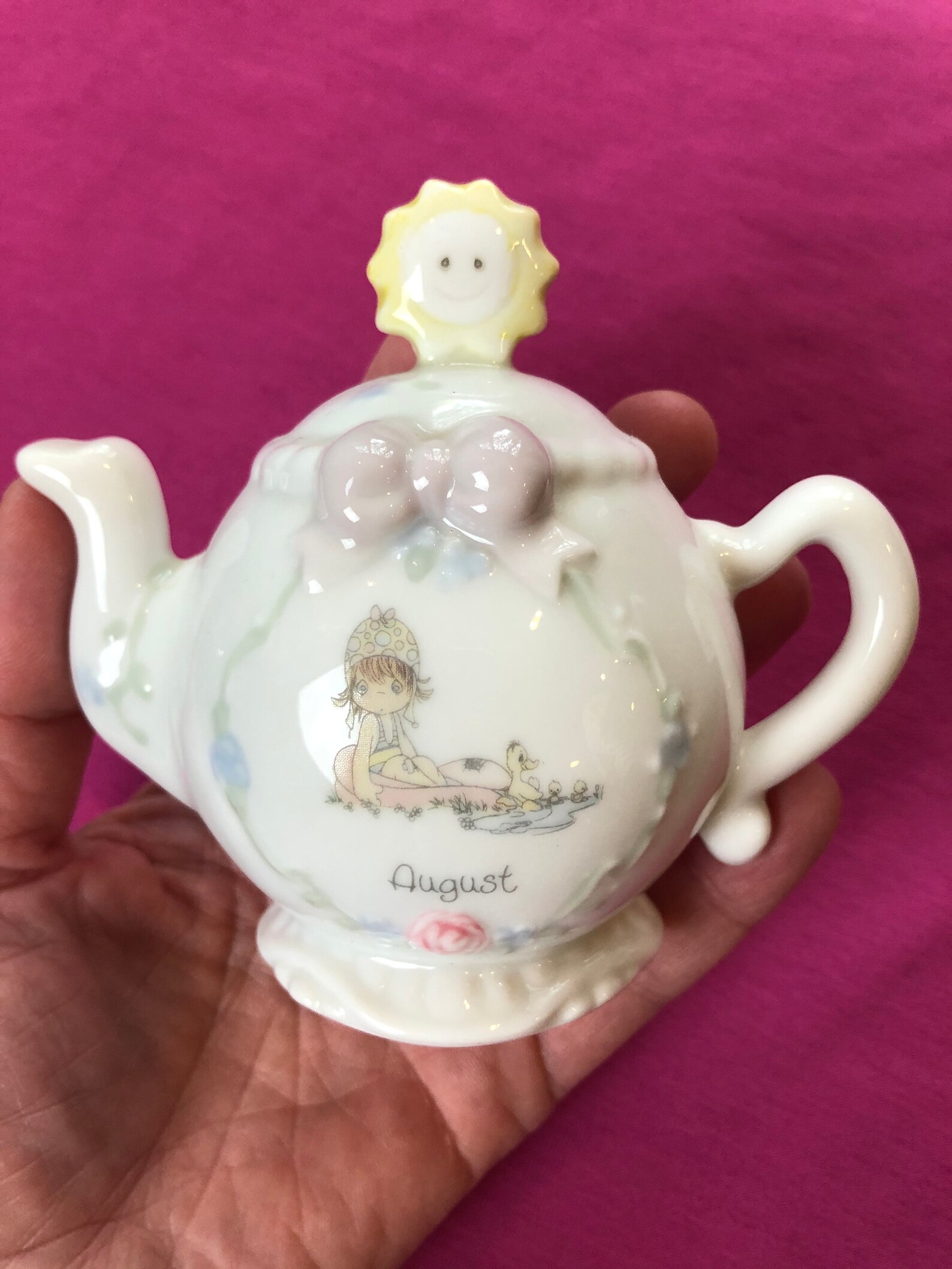 Vintage Precious Moments August Teapot collectible Etsy