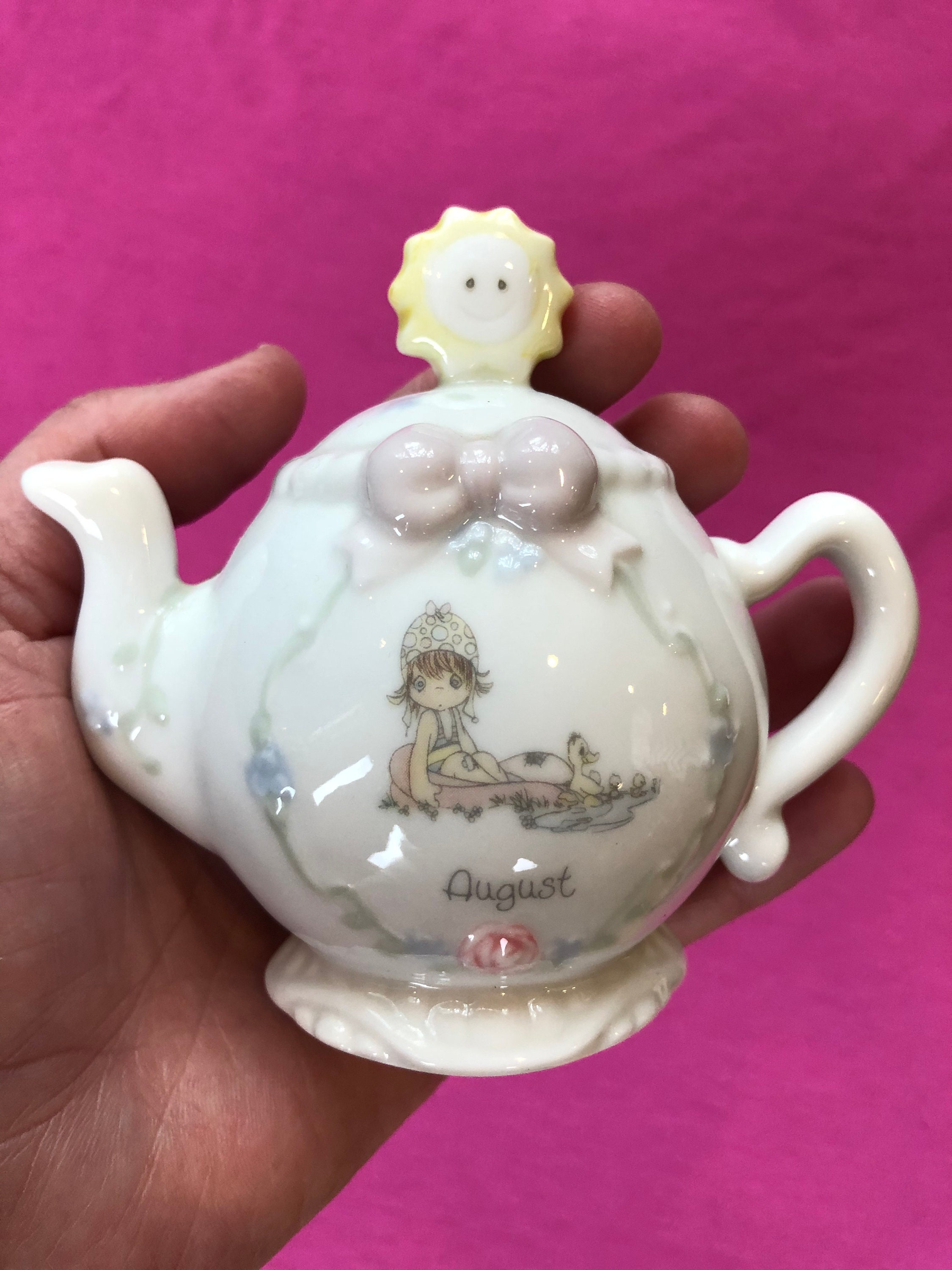 Vintage Precious Moments August Teapot collectible Etsy