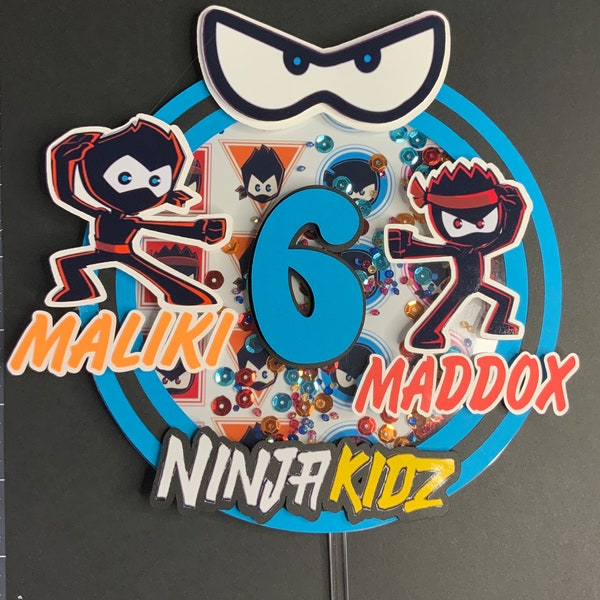 Ninja kidz cake topper, Cake toppers, Ninja kidz, Birthday Topper, Shaker Cake Topper, Ninja theme birthday, Ninja Kidz birthday